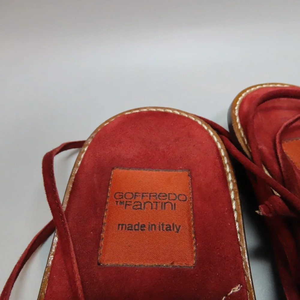 Goffredo Fantini Red Brown‎ Leather Gladiator Sandals Shoes Sz 9